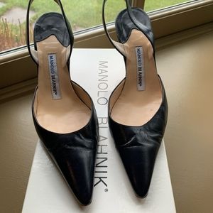 Manolo Blahnik Heels Black Carolyne US 9 Kid 91